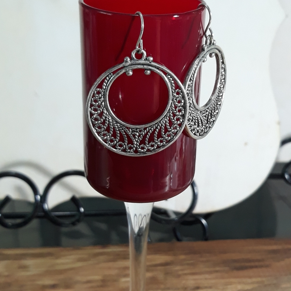 ❤  VINTAGE SILVER BEAUTIFUL EARRINGS - Picture 2 of 4
